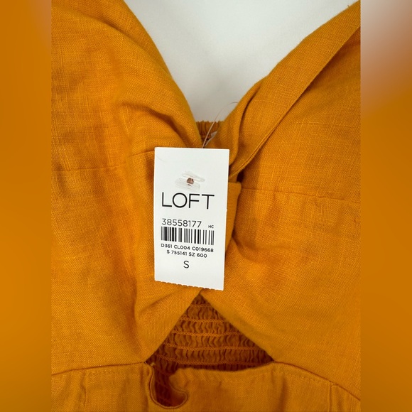 LOFT Beach Linen Mustard Cutout Mini Pocket Dress Size S - Picture 5 of 9